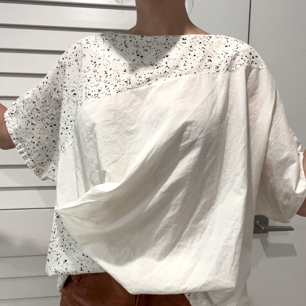 White and Black Speckled Women's Tunic Top